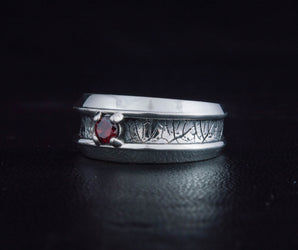 Unique Ring with Cubic Zirconia Gem Sterling Silver Fashion Jewelry