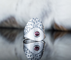 Fashion Ring with Garnet Sterling Silver Jewelry