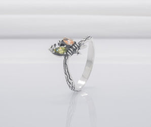Bird 925 Silver Animal Ring With Gems Handmade Jewelry