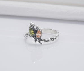 Bird 925 Silver Animal Ring With Gems Handmade Jewelry