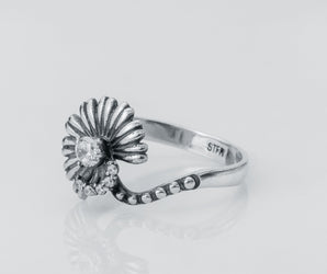 Сhamomile Ring with Gem, 925 Silver