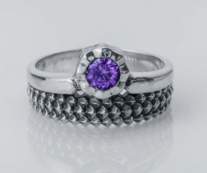 Thistle Purple Gem Ring, 925 silver