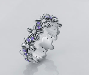 Flower Ring with Gems