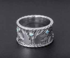 Marlet Birds Ring with Gems, 925 Silver
