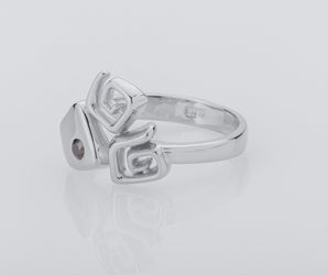 Wave Crest Ring with Gem, 925 silver