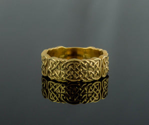Gold Norse Ornament Ring Unique Jewelry
