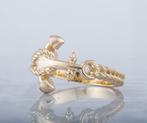 Ring with Anchor Symbol Handmade Gold Unique Jewelry