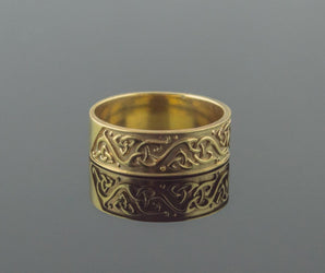 Beautiful Ornament Ring Gold Viking Jewelry