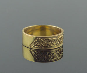 Beautiful Ornament Ring Gold Viking Jewelry