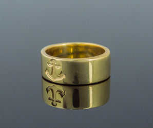 Anchor Symbol Ring Gold Handmade Jewelry