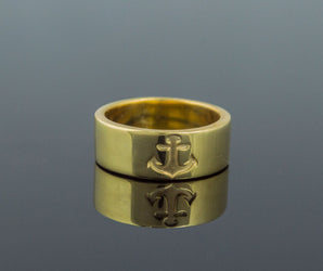 Anchor Symbol Ring Gold Handmade Jewelry