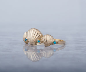 14K Gold Ring with Shell and Cubic Zirconia Jewelry