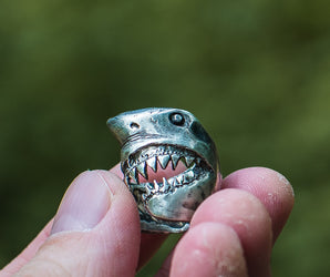 Shark Sterling Silver Animal Ring Unique Jewelry