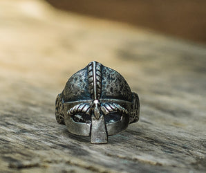 Viking Helmet Sterling Silver Unique Ring Viking Jewelry