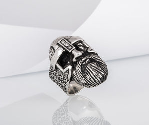 Odin Allfather Sterling Silver Unique Viking Ring Norse Jewelry