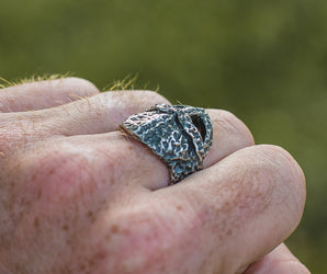 Ruined Helmet Sterling Silver Unique Ring Viking Jewelry