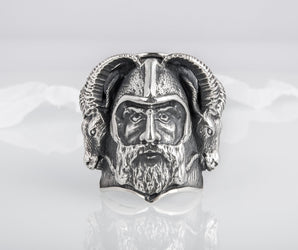 Thor with Goats Unique Massive Sterling Silver Viking Ring