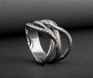 Snake Ring Unique Animal Sterling Silver Ruthenium Plated Ring Handcrafted Unique Jewelry