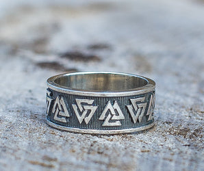 Valknut Symbol Ring Sterling Silver Viking Jewelry