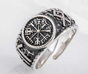 Vegvisir Symbol Hail Odin Runes Sterling Silver Norse Jewelry