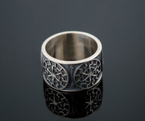 Black Sun Symbol Ring Sterling Silver Norse Jewelry