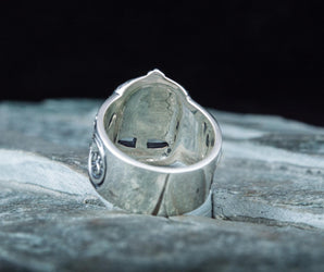 Viking Helmet with Ornament Sterling Silver Unique Ring