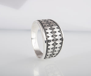 Norse Ring with Ornament Sterling Silver Viking Jewelry