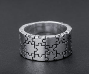 Stunning Puzzle Ring, Ring with Puzzle Ornament, Silver Unique Ring, Silver Handcrafted Jewelry