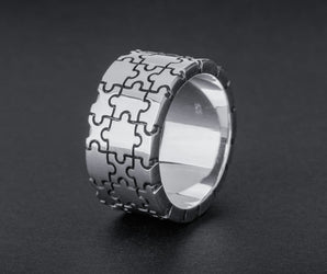 Stunning Puzzle Ring, Ring with Puzzle Ornament, Silver Unique Ring, Silver Handcrafted Jewelry