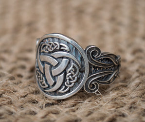 Odin Horn Symbol with Viking Ornament Sterling Silver Norse Jewelry