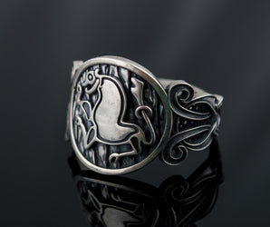 Animal Symbol with Viking Ornament Sterling Silver Norse Jewelry