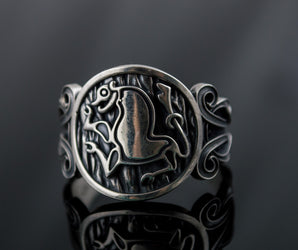 Animal Symbol with Viking Ornament Sterling Silver Norse Jewelry