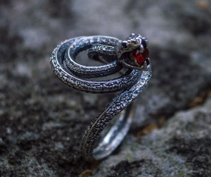 Snake Ring with Cubic Zirconia Sterling Silver Unique Jewelry