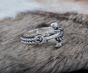 Ring with Anchor Symbol Handmade Sterling Silver Unique Jewelry