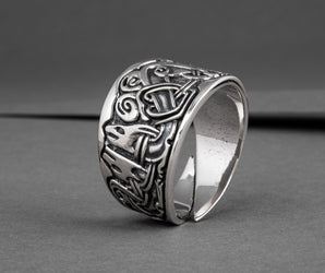 Viking Ornament Ring Sterling Silver Norse Jewelry