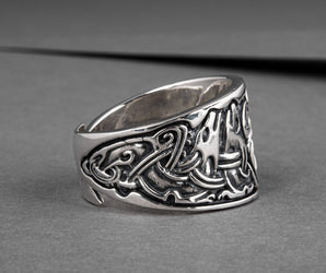 Viking Ornament Ring Sterling Silver Norse Jewelry