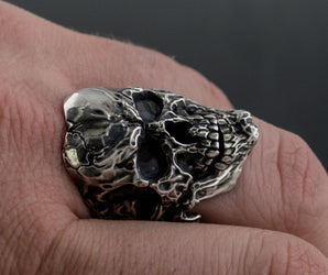 Unique Skull Ring Sterling Silver Biker Jewelry