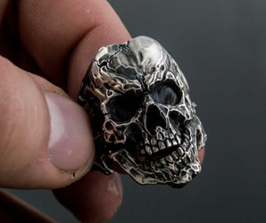 Unique Skull Ring Sterling Silver Biker Jewelry