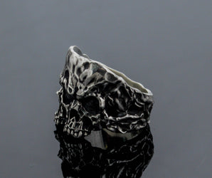 Twins Skull Ring Sterling Silver Unique Biker Jewelry