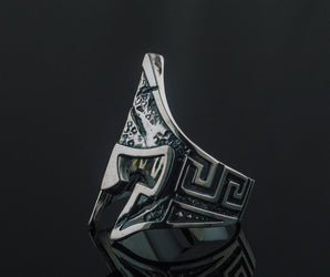 Spartan Helmet Ring Sterling Silver Unique Handmade Jewelry