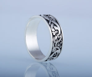 Norse Ornament Ring Sterling Silver Unique Handmade Jewelry