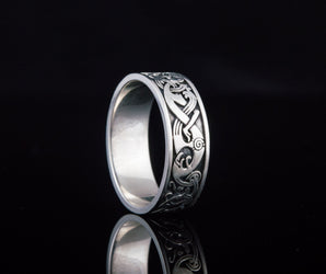 Norse Ornament Ring Sterling Silver Unique Handmade Jewelry