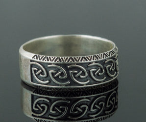 Unique Ornament Ring Sterling Silver Norse Jewelry