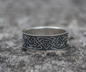 Ring with Norse Ornament Sterling Silver Viking Jewelry