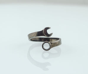 Spanner Ring Ruthenium Plated Sterling Silver Unique Black Limited Edition Jewelry