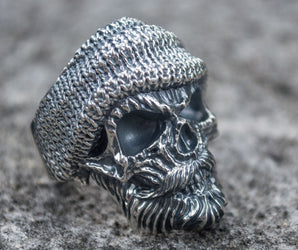 Skull Biker Ring Sterling Silver Unique Handmade Jewelry