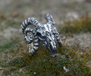 Ram Skull Ring Sterling Silver Unique Handmade Jewelry