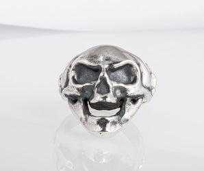 Skull Ring Sterling Silver Unique Handcrafted Biker Jewelry
