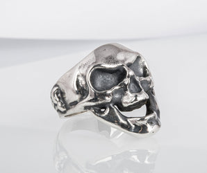 Skull Ring Sterling Silver Unique Handcrafted Biker Jewelry