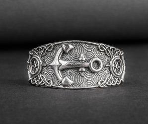 Unique Ring with Anchor Symbol Sterling Silver Handcrafted Jewelry